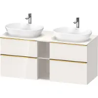 Duravit D-Neo Konsolenwaschtischunterbau wandhängend (Ausschnitt beitseitig), 1400x664x550mm, 2 Auszüge, 2 Schubkästen, 2 offene Fächer, mit Griff Gold poliert, DE4970B34220000