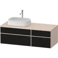 Duravit Zencha Konsolenwaschtischunterbau, 1300x550mm, 2 Auszüge, 2 Schubkästen, 1 Ausschnitt links, ZE4826063830000, Farbe: Front: Schwarz Linienstruktur (Glas)/Korpus: Taupe supermatt