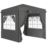 Moonbite Pop-up-Pavillon 250 × 250 cm mit Seitenwänden, 98 % UV-Abwehr, drei Höhen bis 268 cm, mit Rolltasche und Sandsäcken, Polyester, Dunkelgrau