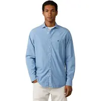 Hackett für Herren. HM3010769 Blaues Chambray-Hemd (L), Lässig, Baumwolle, Klassisch, Langarm
