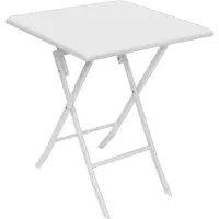 Relaxdays Gartentisch klappbar BASTIAN quadratisch H x B x T: 74 x 61,5 x 61,5 cm, Metall, Kunststoff, Rattan-Optik, weiß