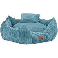 Adgo Die Villa 75x38x20 cm, Hundebett mit Rand, Haustierbett, Bett, Bodenbett, Hundekissen, Hundesofa, Katzenbett, Hundekörbchen,(Streifen/Mint)
