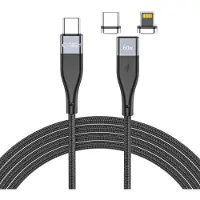 Tech-Protect 2in1 Magnetkabel USB-C kompatibel mit iPhone und USB-C 60W in Schwarz 3A 1m