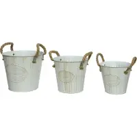Ksd Blumentopf / Übertopf Eimer Metall 13-17cm weiß 3er Set