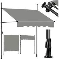 Sekey Klemmmarkise Markise für balkon mit Kurbel Sonnenschutz ohne Bohren UV-beständig B x H: 300 x 212-310 cm, Hellgrau