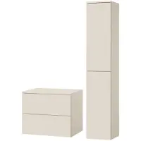 Mzm24 Badezimmerset 2-Teilig: Unterschrank + Hochschrank Color Macadamia (2S 60 + 2D 160)