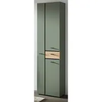 Inn.Furn Badezimmer Hochschrank "Matteo" in grün und Evoke Eiche 51 x 191 cm