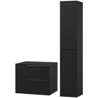 Mzm24 Badezimmerset 2-Teilig: Unterschrank + Hochschrank Color Schwarz (2S 60 + 2D 160)