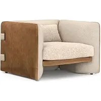 AEA Wohnzimmer Set 3tlg 2x Beige Sessel Polstermöbel Luxus Holz Couchtisch