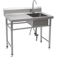 OEM Edelstahlspüle, Einzelbecken, Freistehendes Design, Silber