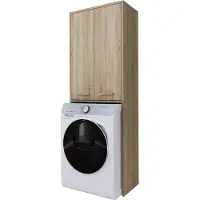 3Xeliving Waschmaschinenschrank : mit langer Tür, Sonoma- Eiche, 30 x 64 x 180 cm