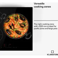 Klarstein Delicatessa Induktionskochfeld - 3-Zonen Induktionsherd, 8,1 kW Boost, Paellazone 32 cm, Schieberegler & Timer, Kindersicherung, VTC-Glas, 60 cm Breite