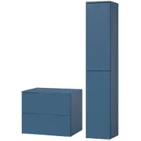 Mzm24 Badezimmerset 2-Teilig: Unterschrank + Hochschrank Color Meeresblau (2S 60 + 2D 160)