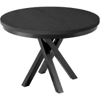 Masseno Ausziehbar Esstisch ALICANTE 100 - 140 cm x 100 cm Rund Tisch für Wohnzimmer, Küche, Schwarz