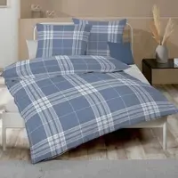 Kaeppel Bettwäsche "Pure", blau, B/L: 155cm x 220cm, Edel-Köper-Flanell, B/L: 80cm x 80cm, 2 Stk., Edel-Köper-Flanell, Obermaterial: 100% Baumwolle, Bettwäsche, Bettwäsche
