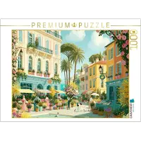 CALVENDO Puzzle Bella Europa - Marktplatz an der Côte d'Azur | 1000 Teile Lege-Größe 64 × 48 cm Foto-Puzzle für glückliche Stunden