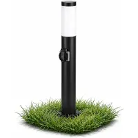 MasterLed Pollerleuchte mit Steckdose Wegeleuchte Gartenleuchte Außenleuchte E27 IP44 65cm Schwarz Edelstahl
