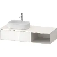 Duravit Zencha Konsolenwaschtischunterbau, 1300x550mm, 1 Auszug, offenes Fach rechts, Ausschnitt links, ZE4818064840000