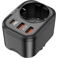 Hoco charger multifunctional charger Type C PD 20W + 2x USB QC3.0 3A + socket NS3 schwarz