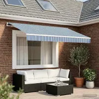 Syfax Markisenersatzstoff Blau und Weiß 350 x 250 cm Polyester