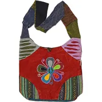 SIMANDRA Patchwork Tasche Umhängetasche Handtasche Beuteltasche Tragetasche Schultertasche Shopper bestickt, One-Flower