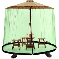 OEM Klamboe für Sonnenschirm mit Reißverschluss und verstellbarem Kord, grün, für Garten