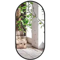 VBChome Oval Spiegel 80 x 40 cm Schwarz Aluminiumrahmen–Elegante Dekoration für Wohnzimmer, Bad, Flur, modernes und stilvoller Spiegel für Innenräume