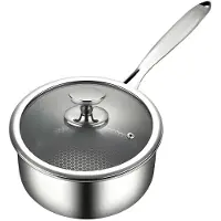 Cheffinger Saucentopf mit Deckel aus hochwertigem 18/10 Edelstahl ?24 cm in Silber Wabenstruktur