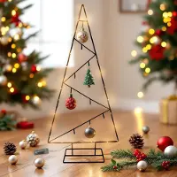 Spetebo LED Tanne in schwarz mit 9 Haken - ca. 77 x 36 cm - Deko Aufsteller beleuchtet (9 Haken)
