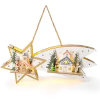 Solight LED-Weihnachtskomet, 10 LEDs, Holz, 30 cm, 1V278