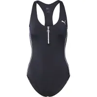 Puma Badeanzug "SWIM WOMEN T7 SWIMSUIT" mit tiefem Rundhalsausschnitt und Reißverschluss