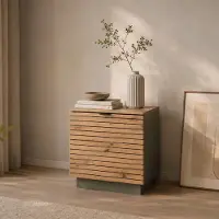 Lomadox Wohnzimmer Lowboard, 60 cm breit, in Eiche mit Grün, stehend oder hängend, 1 Tür, Softclose, Lamellenoptik - ISCHIA-36