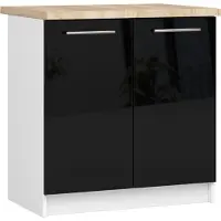 Akord Küchenschrank OLIWIA S80 Weiß 80 cm Schwarz Hochglanz B80xH85xT46 cm