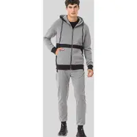 Cipo & Baxx Trainingsanzug "Jogginganzug", Herren, Gr. S, grau, Sportlich, regular fit, Sportanzüge Trainingsanzug, im Kontrast-Design