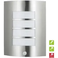 Prezent Wandleuchte MEMPHIS+SEN 1xE27/15W,IP44, Edelstahl gebürstet L: 230, H: 290, mit Sensor, dimmbar