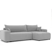 Idohome -Gepolstertes Ecksofa PIANO XL mit Schlaffunktion und Bettkasten Cord Sofa Ottomane Universal Schlafsofa Grau Poso 110