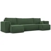Idohome Ecksofa, Eckcouch mit Schlaffunktion-universell rechts/links montierbar-Modernes Schlafsofa & Couchgarnitur Farbe: Flaschengrün Paris Poso 14