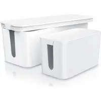 Bearware Kabelbox 2er Set in zwei Größen, Kabelkasten für Steckdosenleisten, 41 x 15,5 x 13,5 cm und 23,5 x 11,5 x 12,3 cm, 2 Stück, weiß