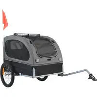 Latios Hundeanhänger 40 kg - Fahrradanhänger aus Kohlenstoffstahl + 600D Oxford-Gewebe + PP - faltbar - 1440 x 720 x 779 mm - gefaltet auf 760 x 560 x 195 mm - Hundebuggy Jogger Anhänger - Schwarz&Grau