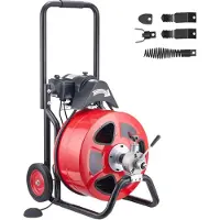 StarTech.com Rohrreinigungsmaschine - Elektrischer Abflussreiniger mit Trommel - Automatischer Vorschub - 30 m x 19 mm Spirale - Für 100-200 mm Rohre - Mit Transportrollen - Für Toilette & Waschbecken