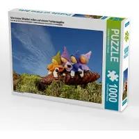 CALVENDO Vier kleine Wichtel reiten auf einem Fichtenzapfen 1000 Teile Puzzle quer 640x480mm, Schmutzler-Schaub Christine; 7419693