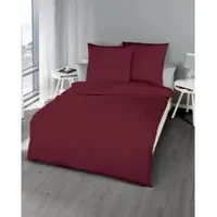 Kaeppel Bettwäsche "Uni", rot (bordeaux), B/L: 135cm x 200cm, 1 Stk., 1 Stk., Seersucker, B/L: 80cm x 80cm, 2 Stk., Seersucker, Obermaterial: 100% Baumwolle, Bettwäsche, Bettwäsche, Unifarben