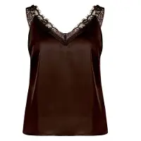 Zero Spitzenbluse "Basic-Top mit V-Ausschnitt", Damen, Gr. 40, braun (chocolate plum), Obermaterial: 100% Polyester PES., Blusen Spitzenbluse