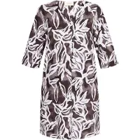 Cartoon Sommerkleid "Sommerkleid mit Muster", Damen, Gr. 44, EURO, bunt (weiß, braun), Obermaterial: 55% Leinen LI. 45% Viskose CV., Kleider Sommerkleid