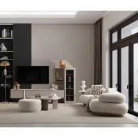AEA Beige Wohnzimmer Garnitur Polster 3-Sitzer TV-Ständer Couchtisch