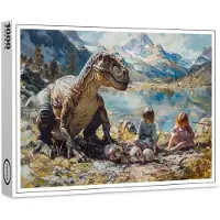 Raxxa Premium-Puzzle "Dinosaurier mit Kindern und seinem Gelege", 1000 Teile