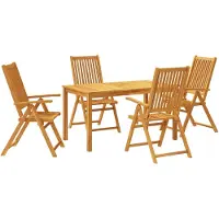 Syfax 5-tlg. Garten-Essgruppe 140x80x74 cm Massivholz Akazie