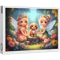 Raxxa Premium-Puzzle "Schwestern mit Hundewelpe", 1000 Teile