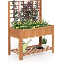 Northix Hochbeet aus Holz mit Spalier und Drainagelöchern
