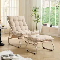 Novavision Gartenliegestuhl mit Hocker, bequemer Relaxsessel mit weichem Kissen und Fußhocker, ideal für Wohnzimmer und Schlafzimmer